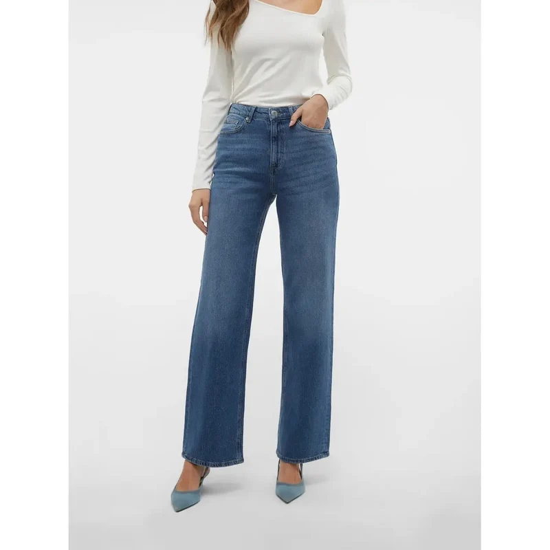Vero Moda Jean en denim bleu en coton mélangé pour femme