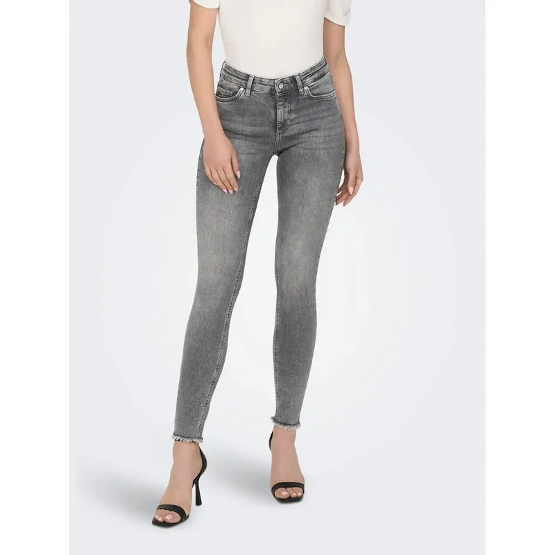 Only Jean gris en coton stretch pour femme