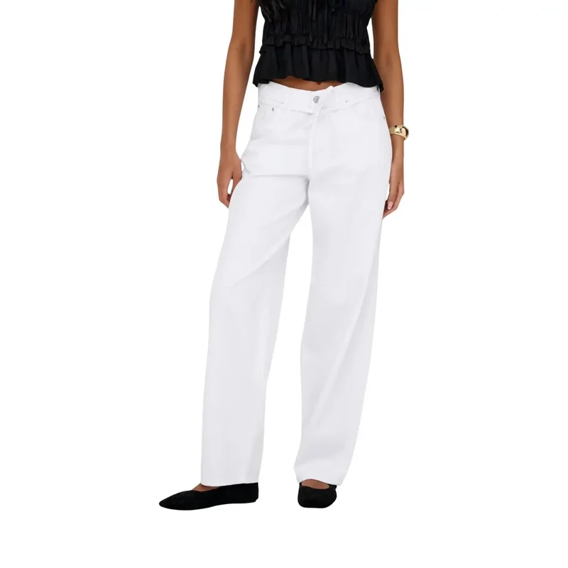 Only Jean droit pour femme, blanc, en coton denim