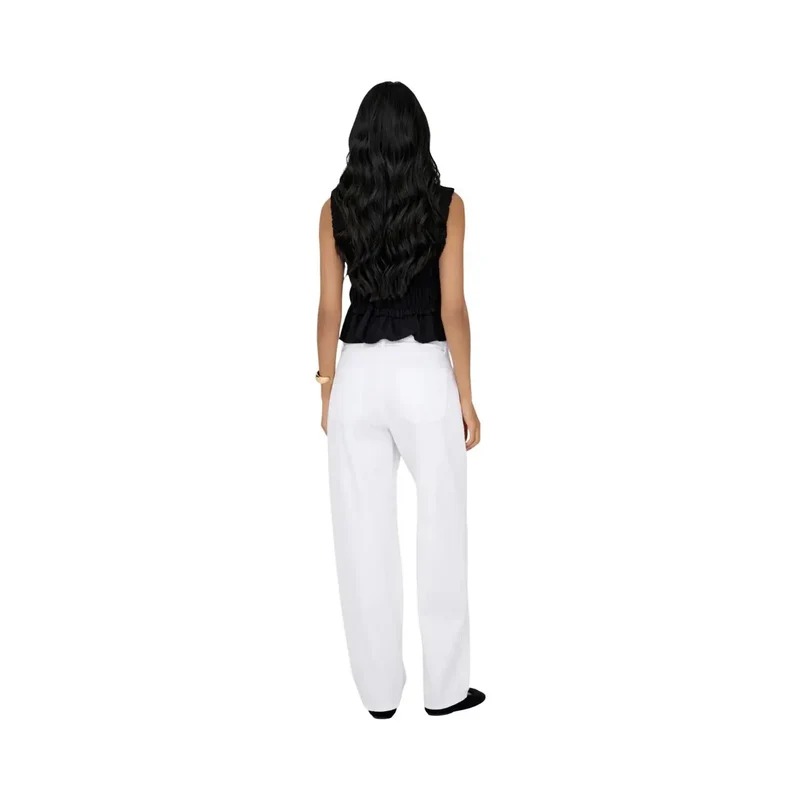 Only Jean droit pour femme, blanc, en coton denim