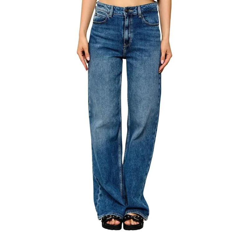 Guess Jean large en coton bleu pour femme