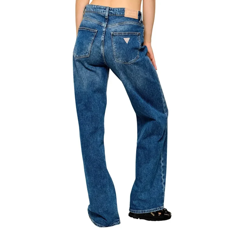 Guess Jean large en coton bleu pour femme