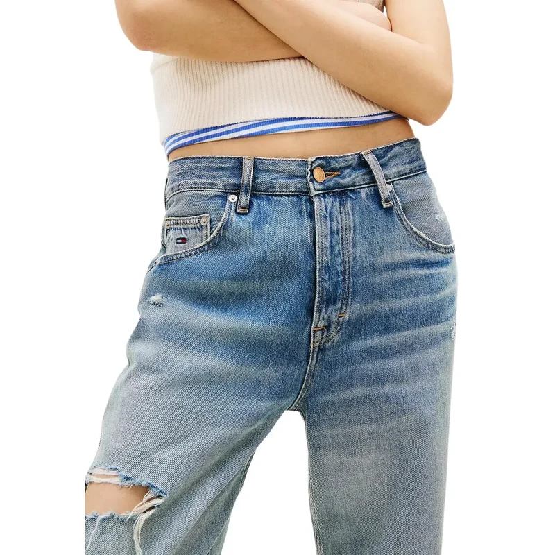 Tommy Hilfiger Jean en denim bleu clair pour femme, en coton biologique
