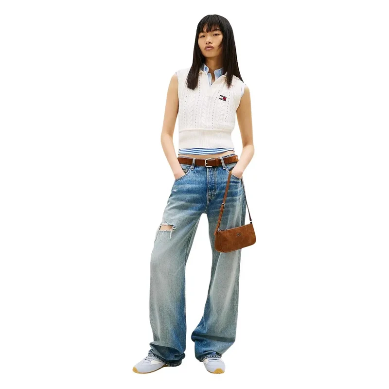 Tommy Hilfiger Jean en denim bleu clair pour femme, en coton biologique