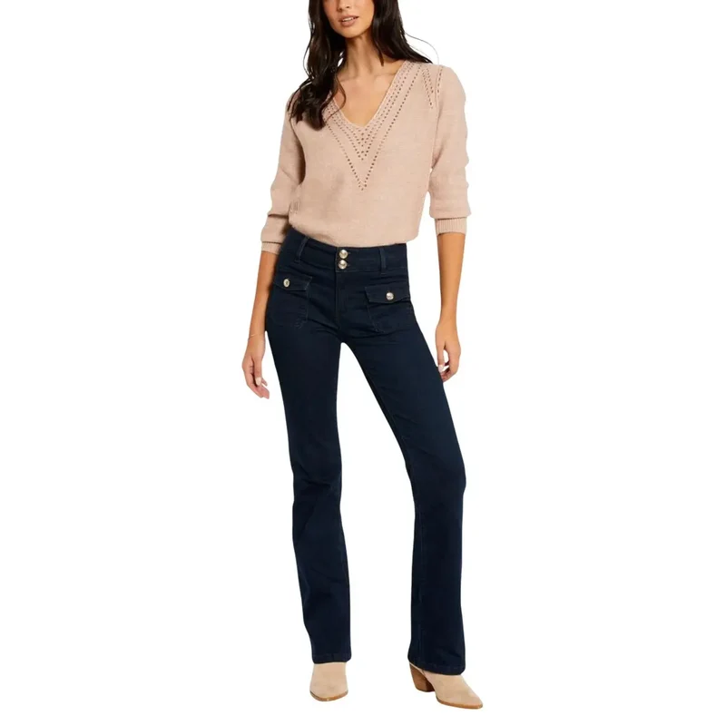 Jean en denim bleu pour femme Morgan, mélange de coton