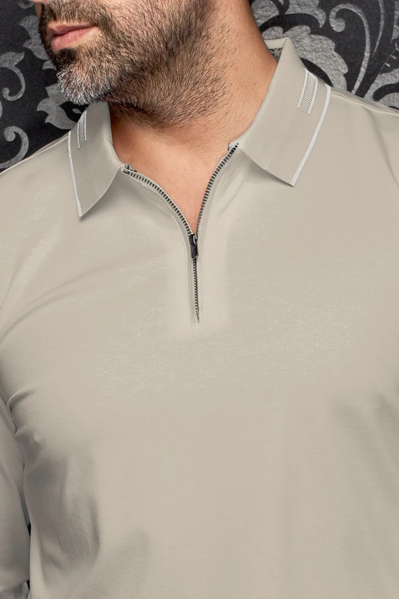 POLO MANCHES LONGUES | AVENOR, Stone