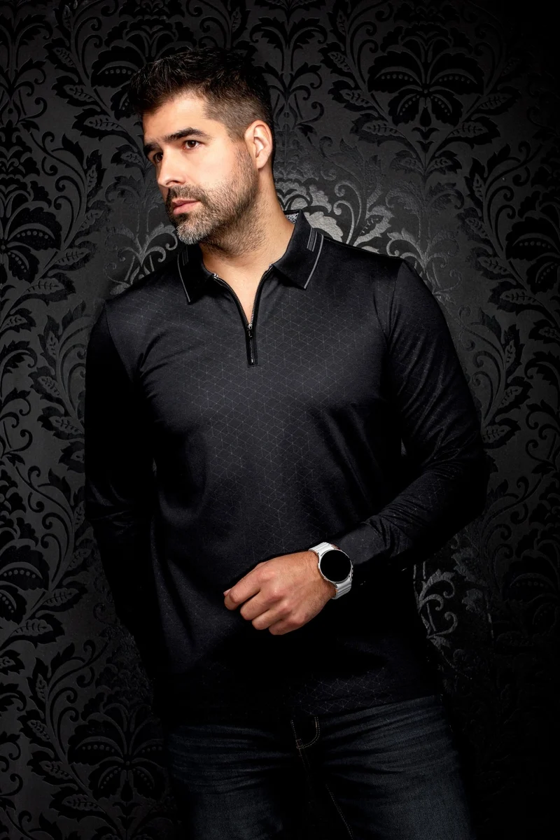 POLO MANCHES LONGUES | AVENOR, Black