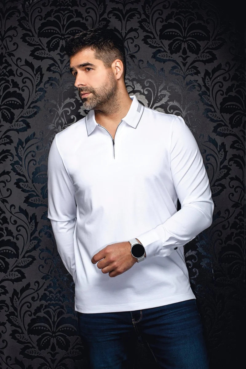 POLO MANCHES LONGUES | AVENOR, White