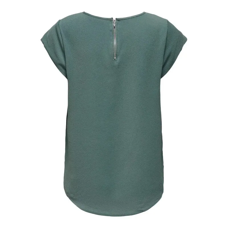 Only Blouse verte à manches courtes pour femme en polyester