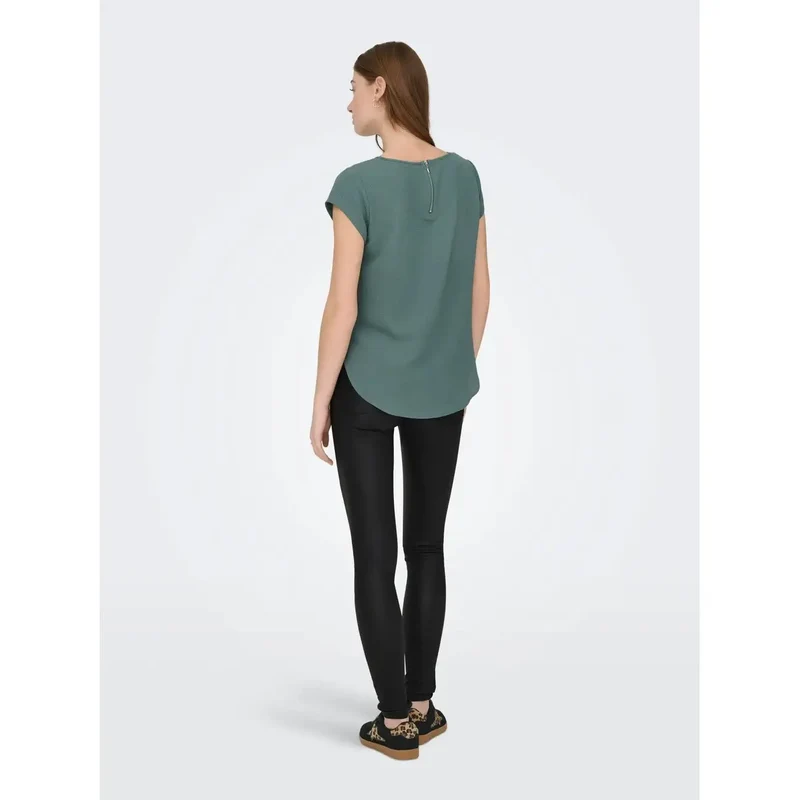 Only Blouse verte à manches courtes pour femme en polyester