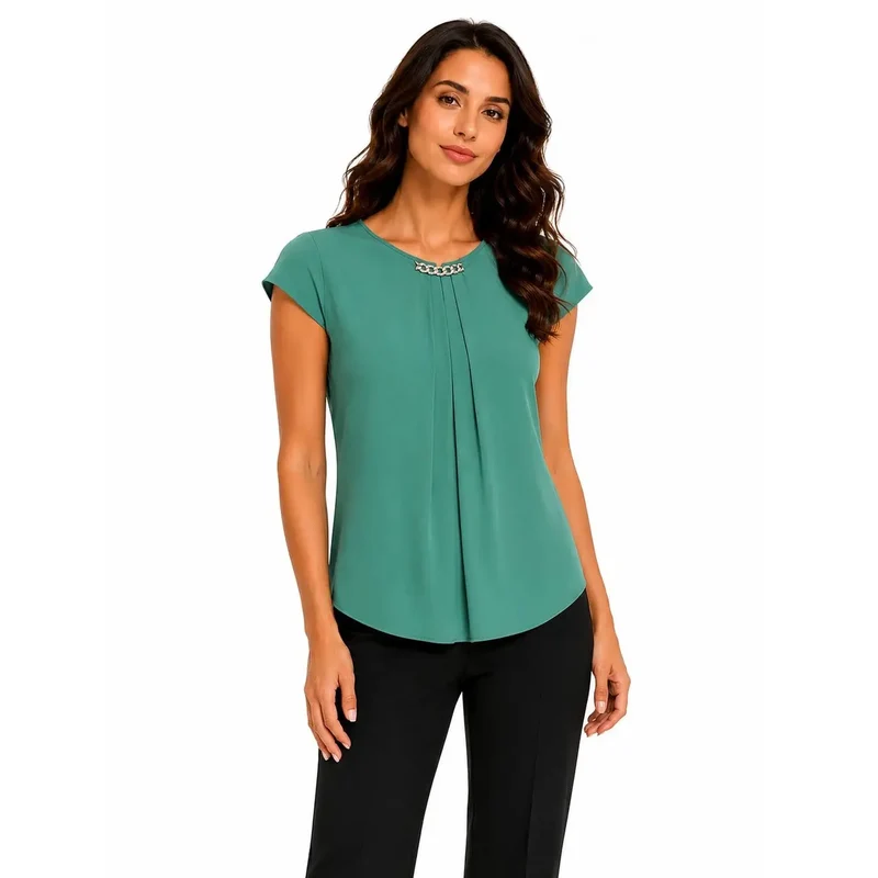 Rinascimento Blouse verte en polyester à manches courtes pour femme