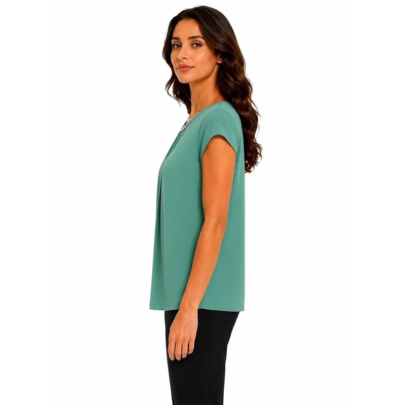 Rinascimento Blouse verte en polyester à manches courtes pour femme