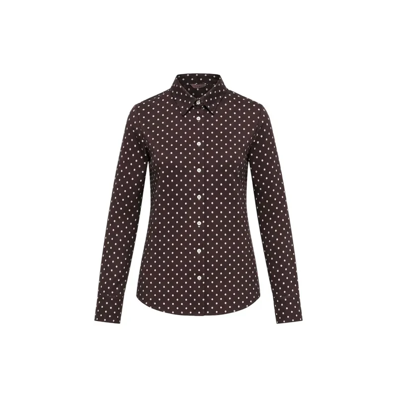 Guess Chemisier classique à manches longues pour femme, en polyester marron.