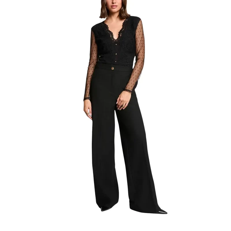 Morgan De Toi Chemisier noir à col en V pour femme