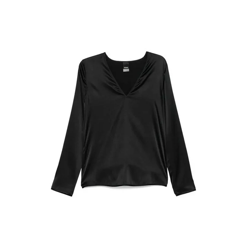 Pinko Chemisier en soie noir à col en V pour femme