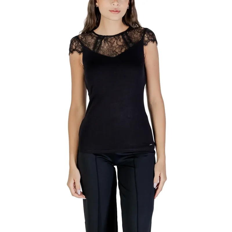 Morgan De Toi Chemisier noir en viscose pour femme, col rond