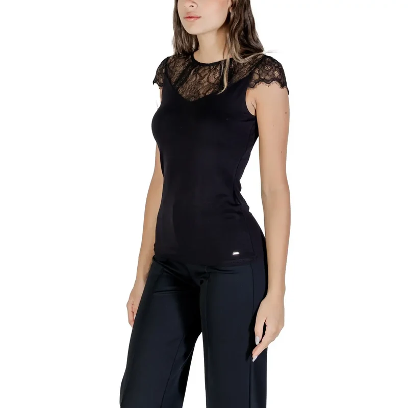 Morgan De Toi Chemisier noir en viscose pour femme, col rond