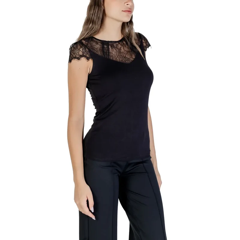 Morgan De Toi Chemisier noir en viscose pour femme, col rond