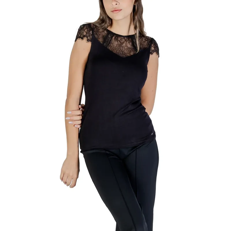 Morgan De Toi Chemisier noir en viscose pour femme, col rond