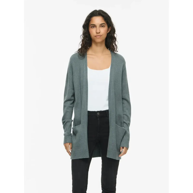 Gilet long vert Vila pour femme, mélange de viscose, automne