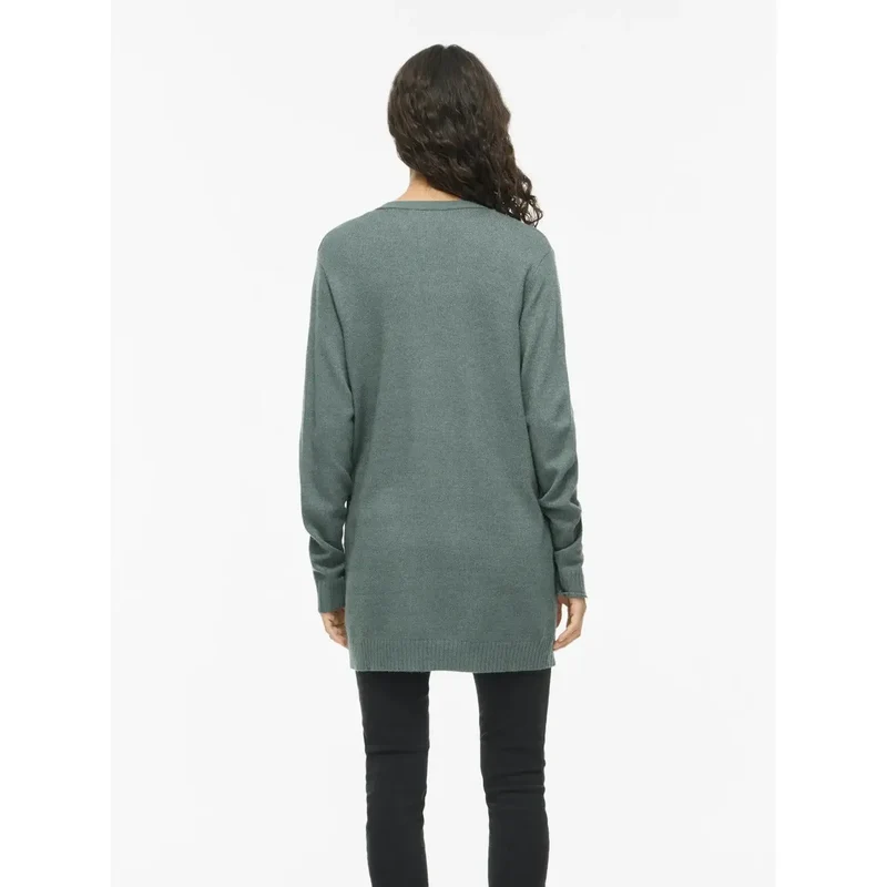 Gilet long vert Vila pour femme, mélange de viscose, automne