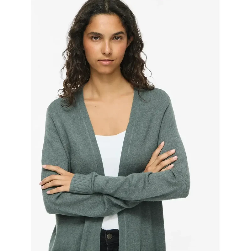 Gilet long vert Vila pour femme, mélange de viscose, automne