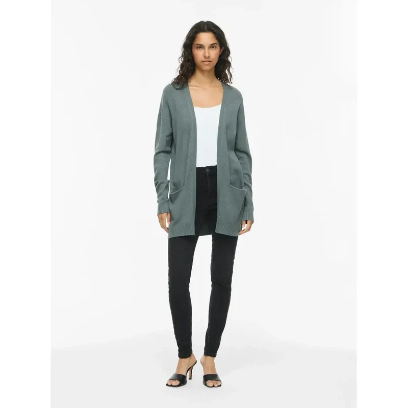 Gilet long vert Vila pour femme, mélange de viscose, automne