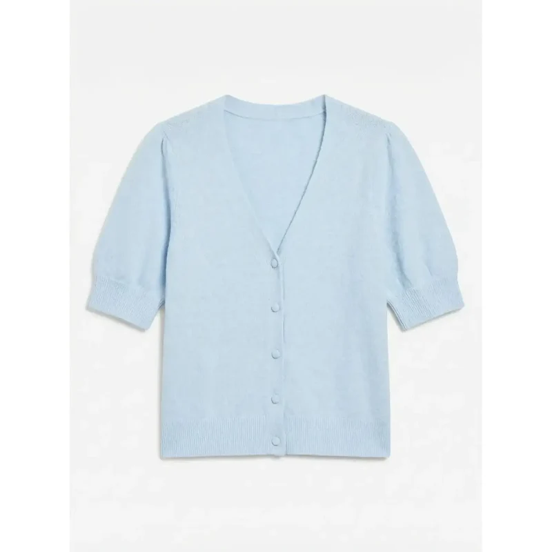 Vero Moda Gilet bleu clair pour femme, col V, en polyester