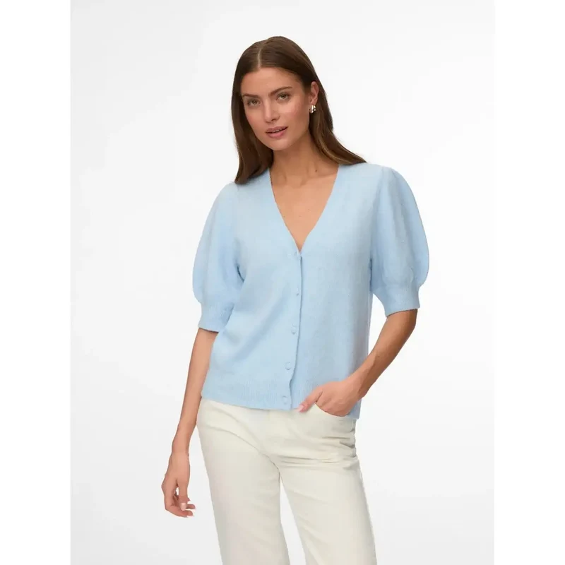 Vero Moda Gilet bleu clair pour femme, col V, en polyester
