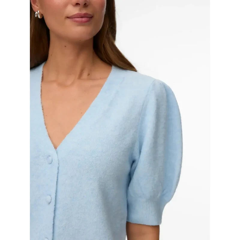 Vero Moda Gilet bleu clair pour femme, col V, en polyester