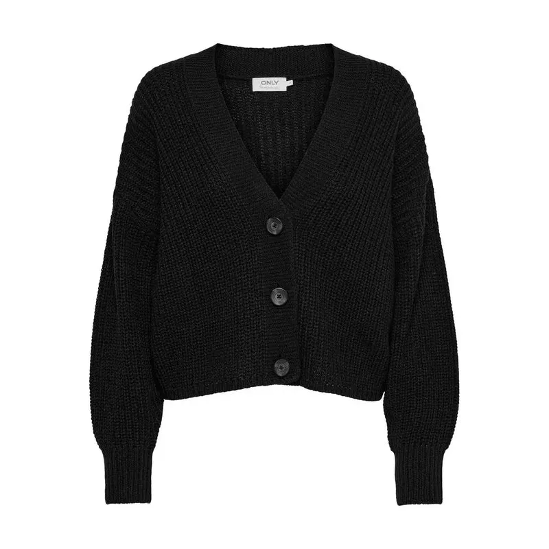 Only Gilet blanc en acrylique à col en V et boutons pour femme