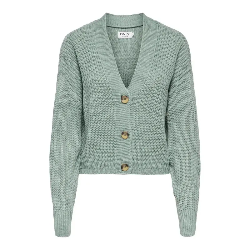 Only Gilet blanc en acrylique à col en V et boutons pour femme
