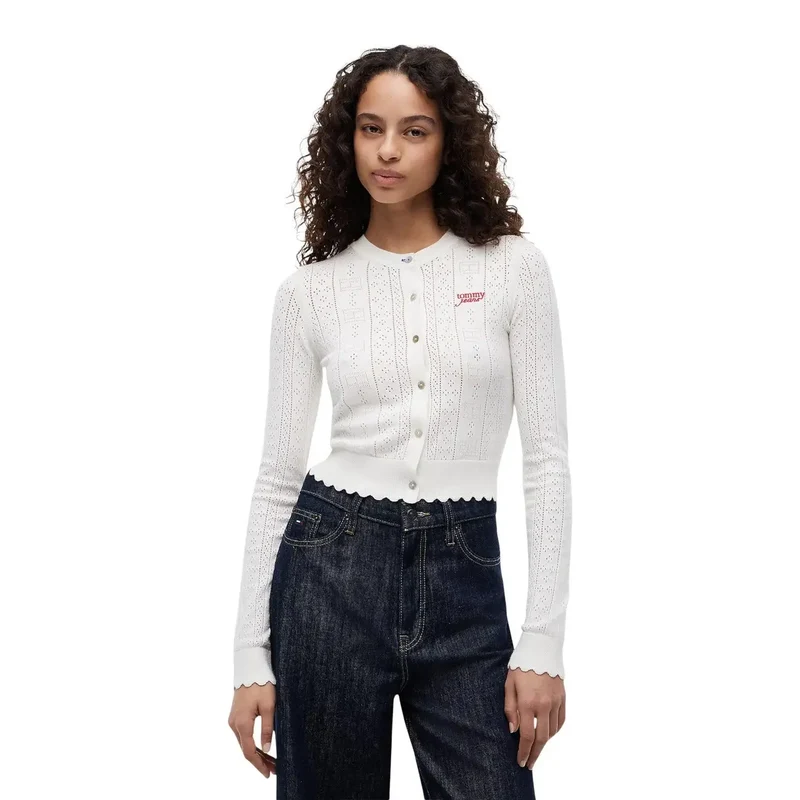 Tommy Hilfiger Gilet blanc pour femme à col rond