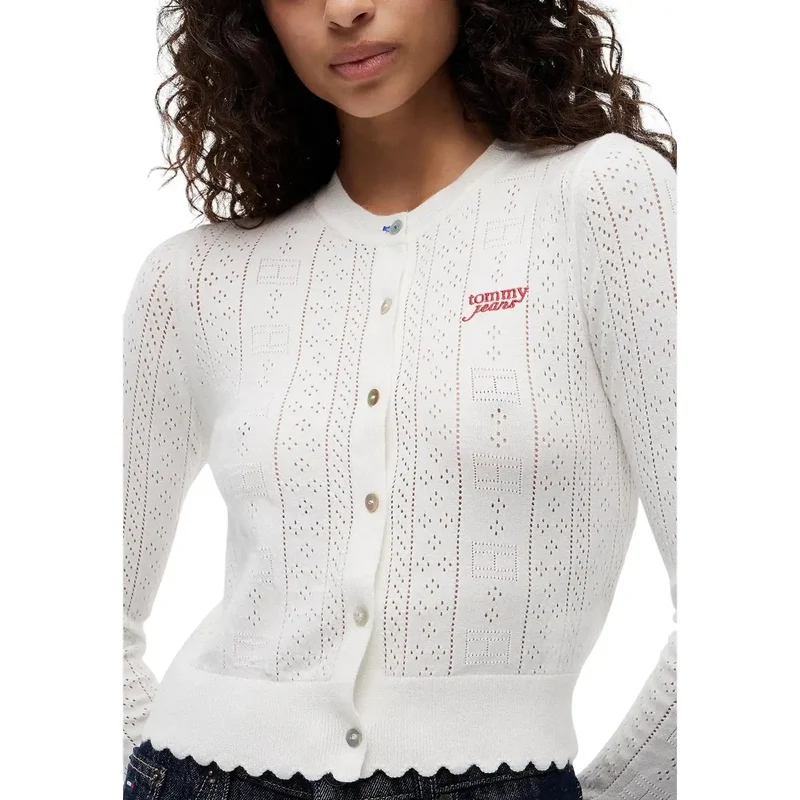 Tommy Hilfiger Gilet blanc pour femme à col rond