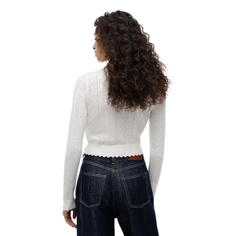 Tommy Hilfiger Gilet blanc pour femme à col rond