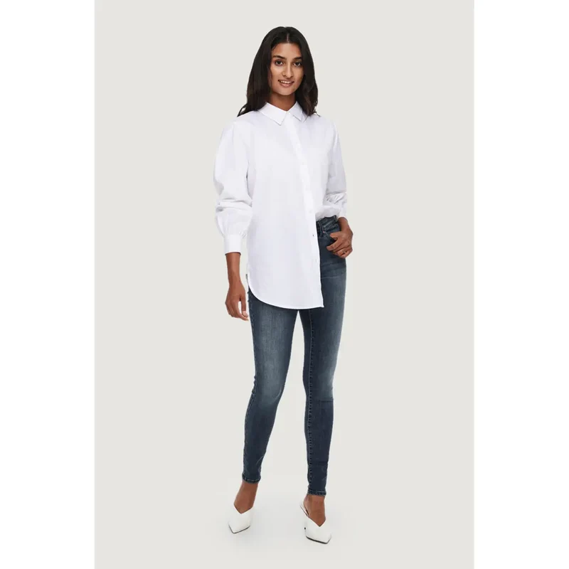 Only Jean bleu en denim pour femme, mélange de coton