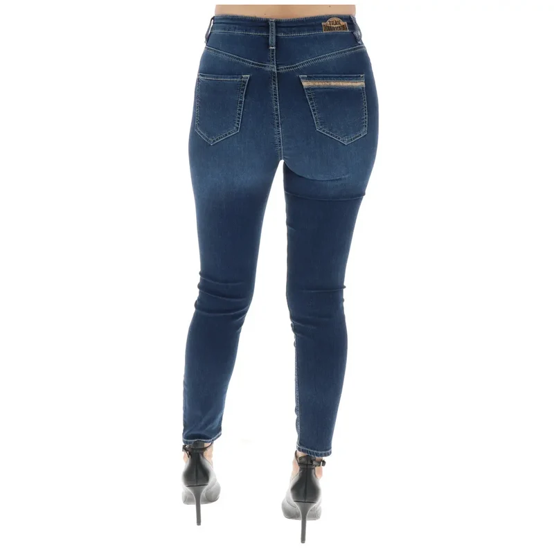 Jean en denim de coton bleu pour femme Alviero Martini