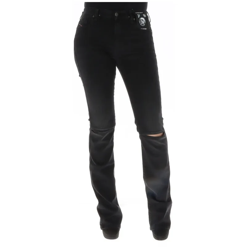 Diesel Jean en coton noir déchiré pour femme