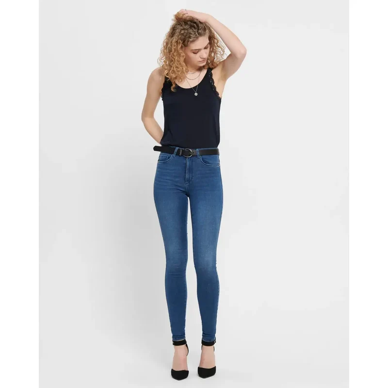 Only Jean bleu en denim pour femme, mélange de coton