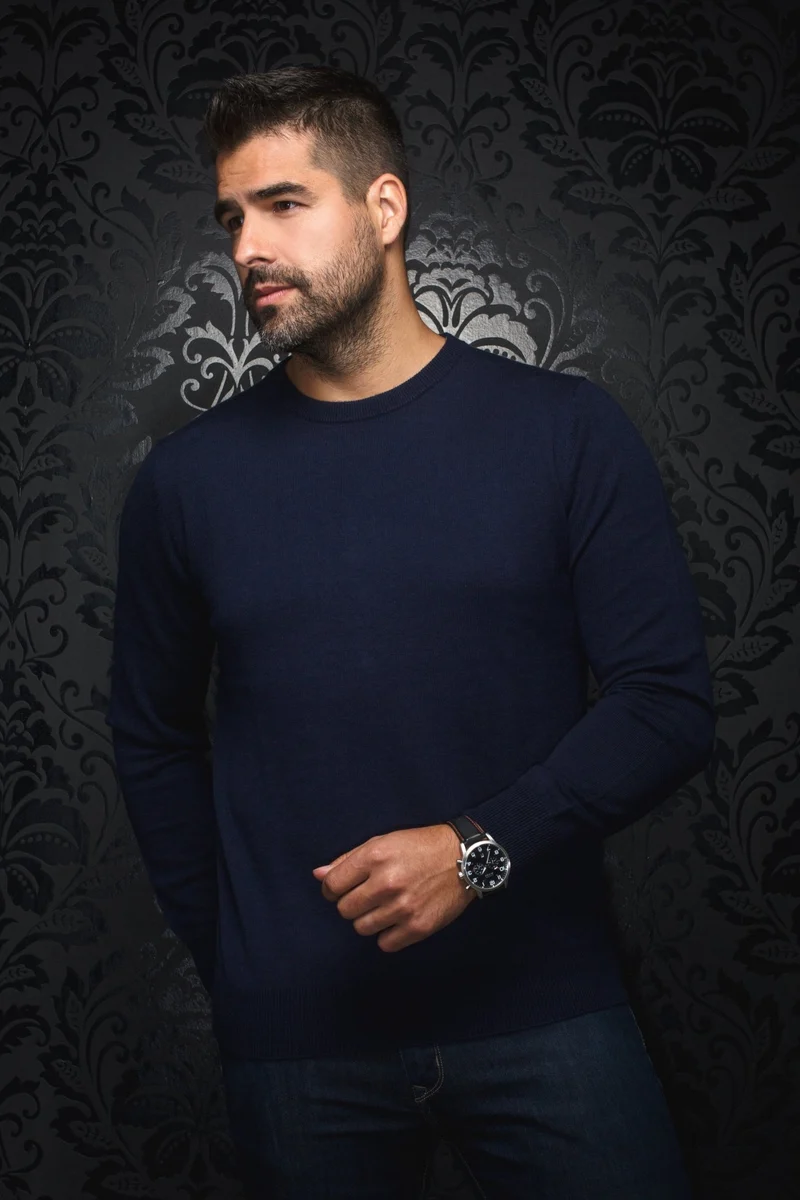 CHANDAIL EN LAINE MÉRINOS | MARINI, Navy