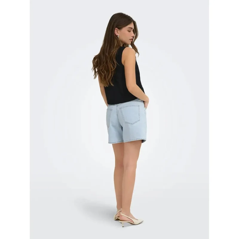 Only Jean bleu clair en coton mélangé pour femme Shorts