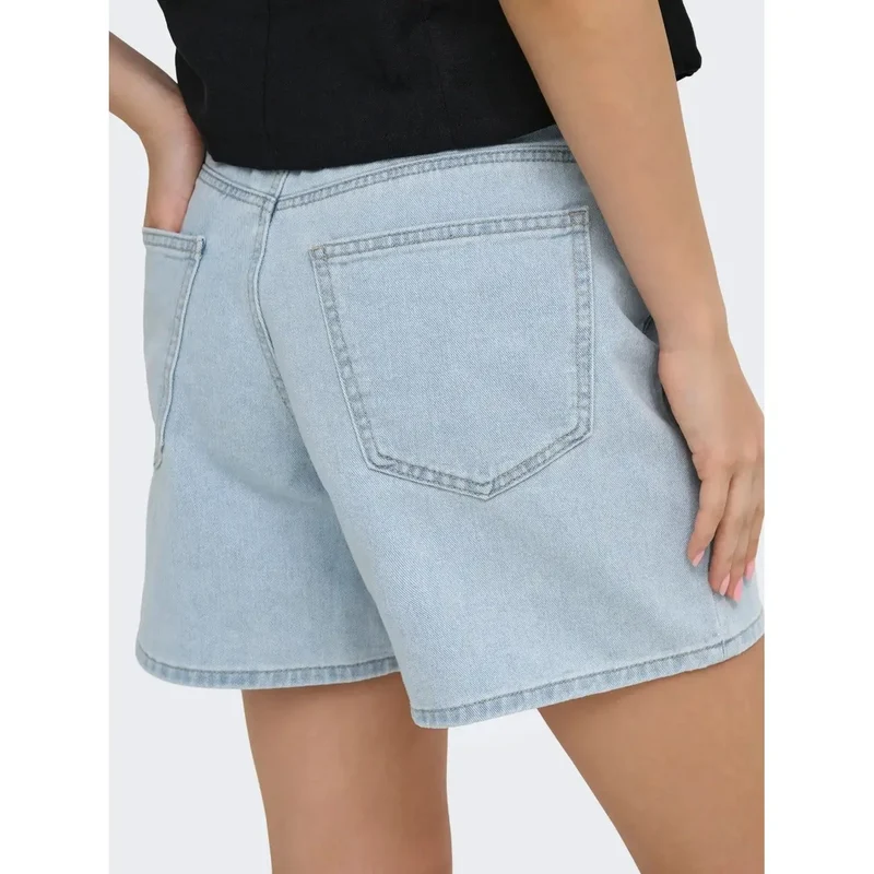 Only Jean bleu clair en coton mélangé pour femme Shorts