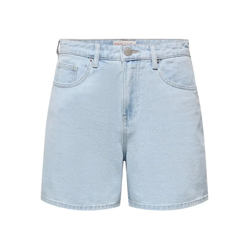 Only Jean bleu clair en coton mélangé pour femme Shorts