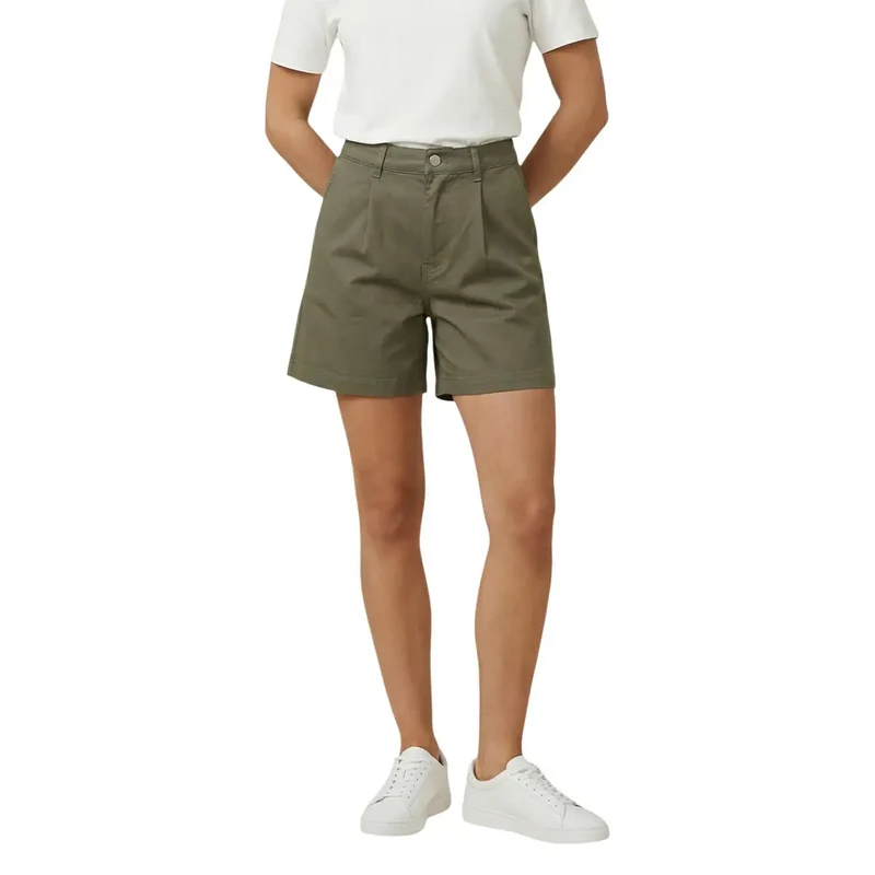 Jacqueline De Yong Jean plissé en coton vert pour femme Shorts