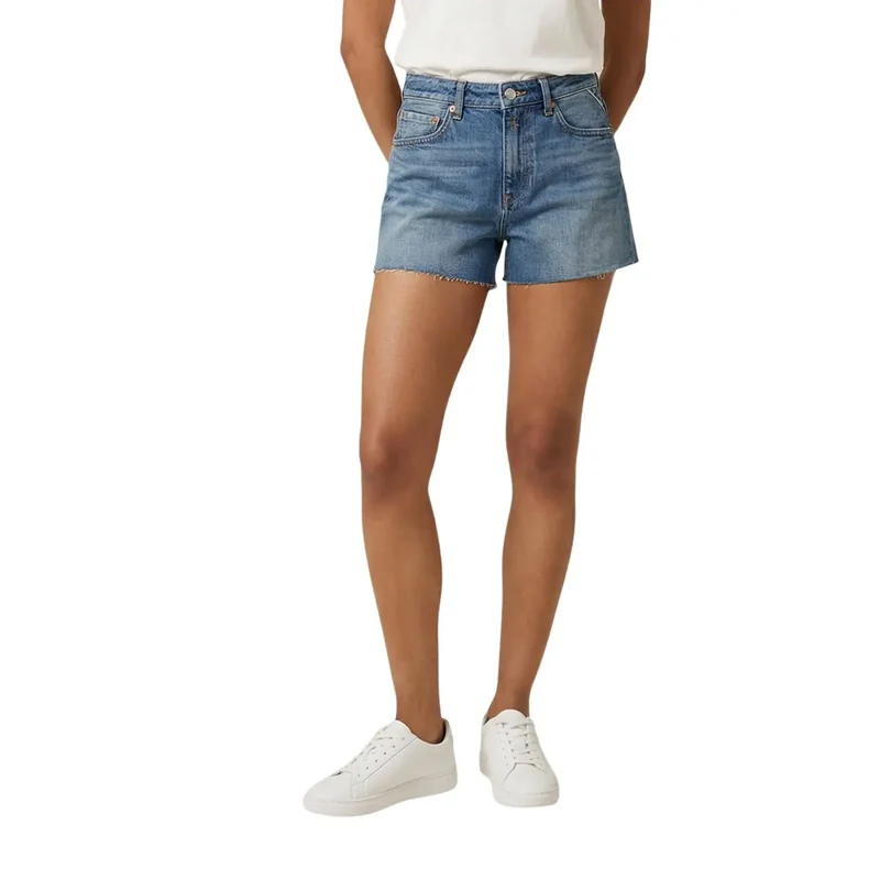 Replay Femme Denim Bleu Shorts Poche zippée décontractée