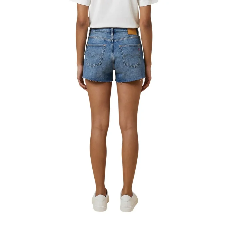 Replay Femme Denim Bleu Shorts Poche zippée décontractée