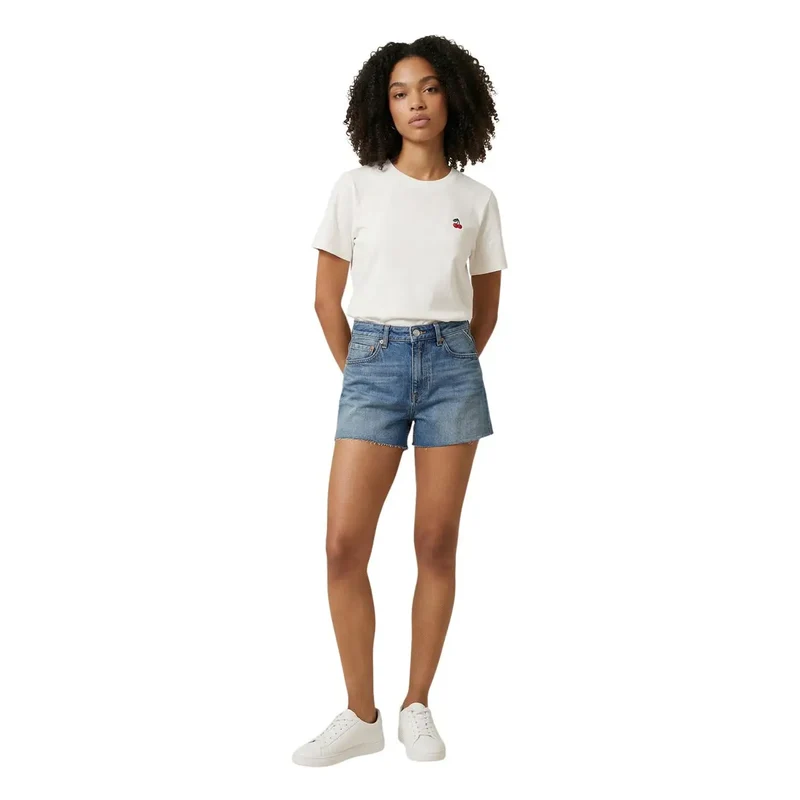 Replay Femme Denim Bleu Shorts Poche zippée décontractée