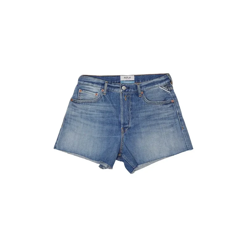 Replay Femme Denim Bleu Shorts Poche zippée décontractée