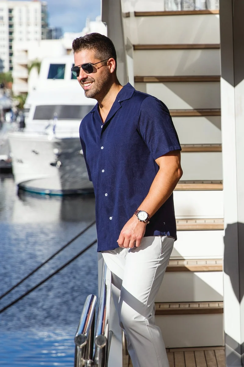 Manches Courtes Flat Collar | BRAHEA, Navy