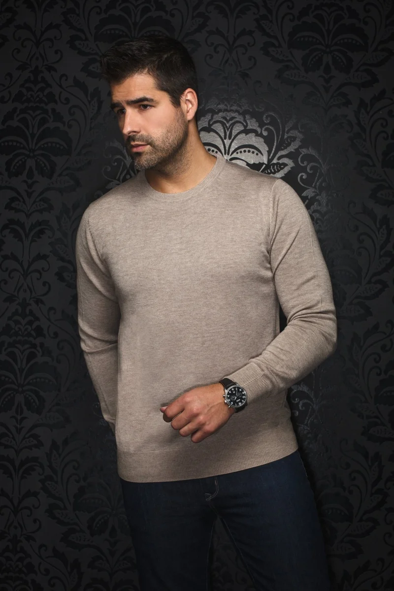 CHANDAIL EN LAINE MÉRINOS | MARINI, taupe
